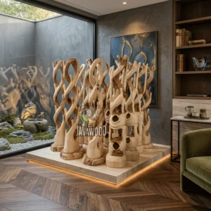 Premium wooden hanger stand in natural wood finish