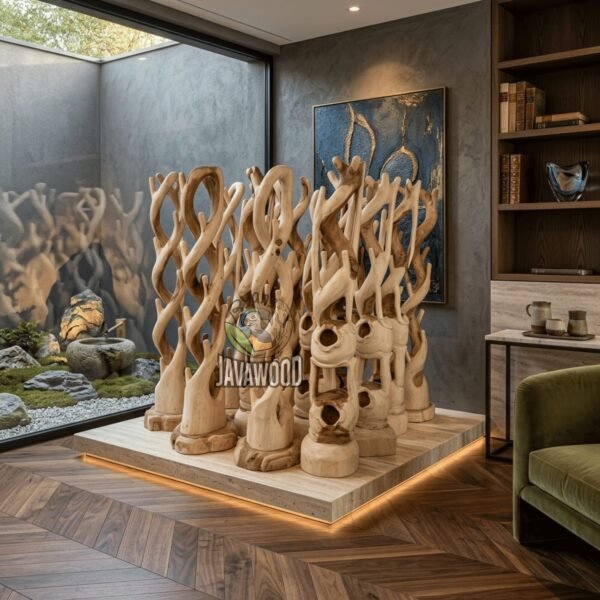 Premium wooden hanger stand in natural wood finish