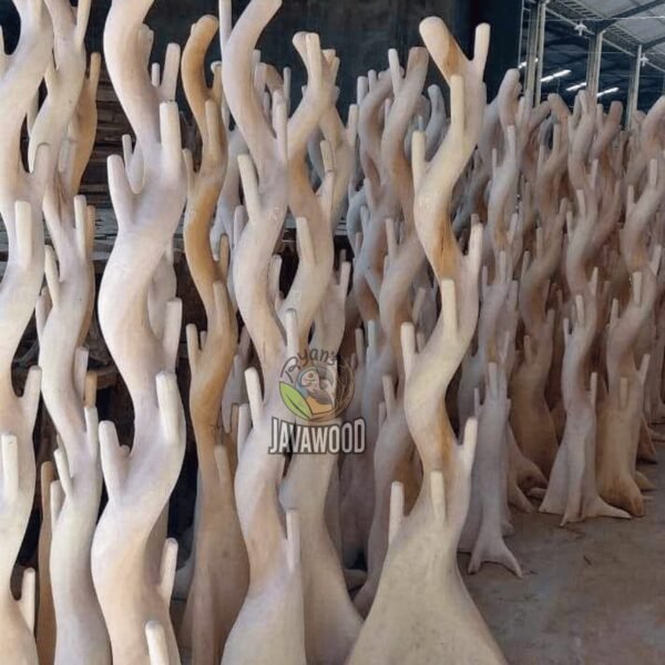 Solid wood garment hanger stand full view