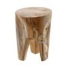 Solid natural wood stool chair side view
