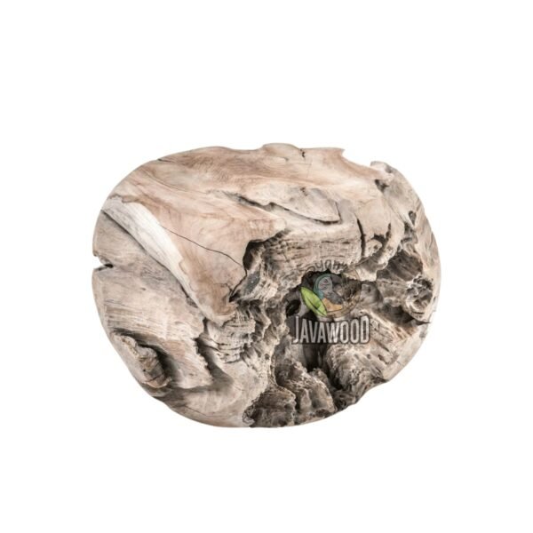 Solid natural wood stool chair side view
