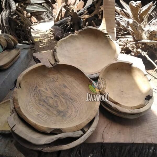 Natural wooden bowl centerpiece for dining table