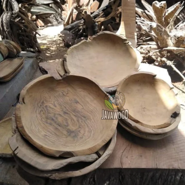 Natural wooden bowl centerpiece for dining table