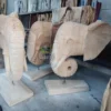 Boho natural wood ornaments tabletop vignette decor