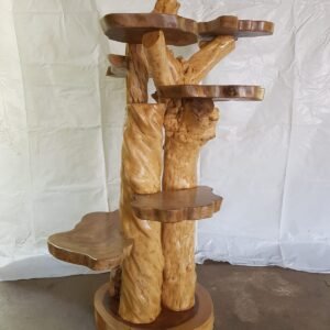 Premium Natural Cat Wood Tree – 100% Solid Hardwood Multi-Level Pet Furniture